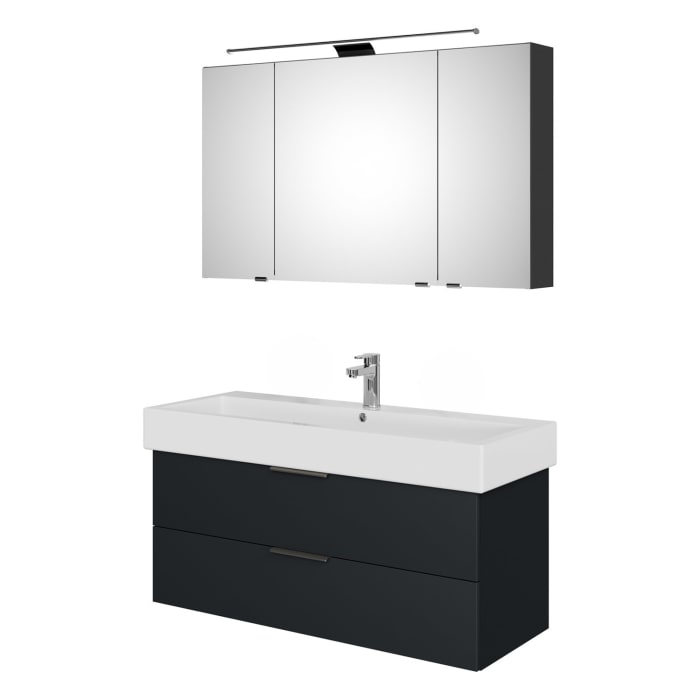 Steinkamp Living 2.0 / Duravit Vero Badmöbel Set 120 cm mit Spiegelschrank