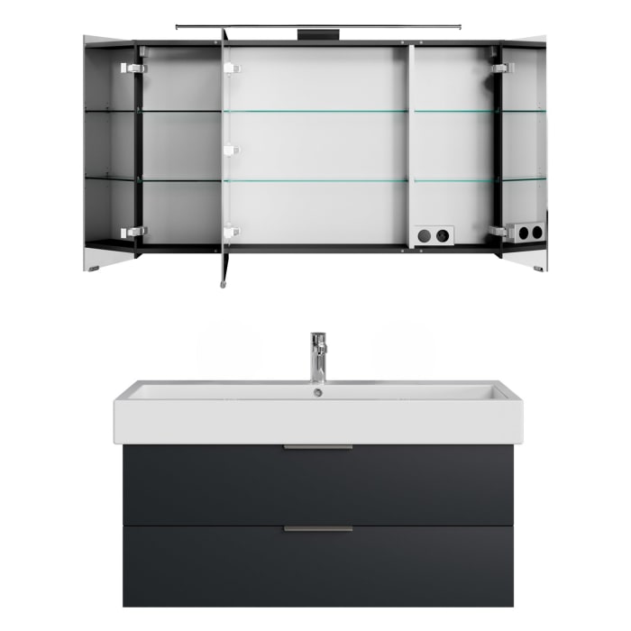 Steinkamp Living 2.0 / Duravit Vero Badmöbel Set 120 cm mit Spiegelschrank