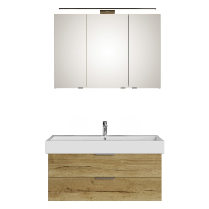 Steinkamp Living 2.0 / Duravit Vero Badmöbel Set 100 cm mit Spiegelschrank