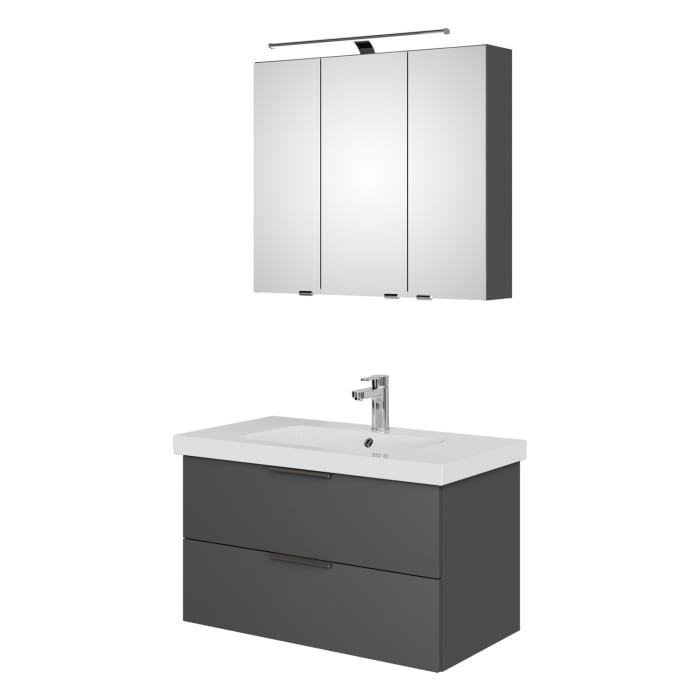 Steinkamp Living 2.0 / Geberit iCon light Badmöbel Set 90 cm mit Spiegelschrank