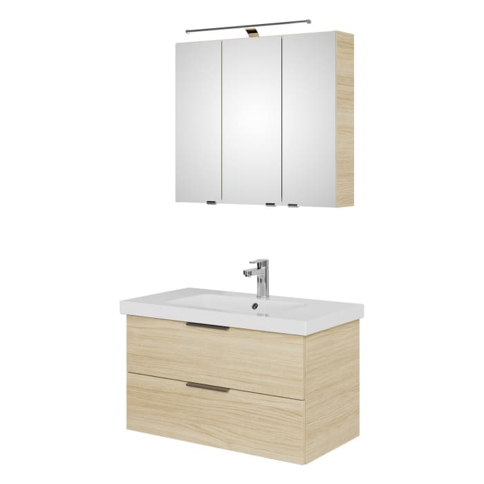 Steinkamp Living 2.0 / Geberit iCon light Badmöbel Set 90 cm mit Spiegelschrank