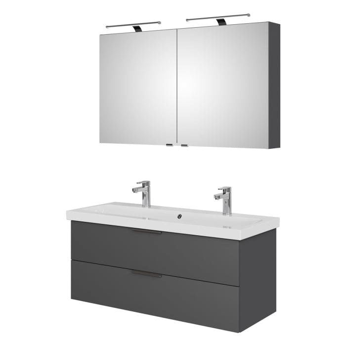 Steinkamp Living 2.0 / Geberit iCon light Badmöbel Set 120 cm mit Spiegelschrank, 2 Türen