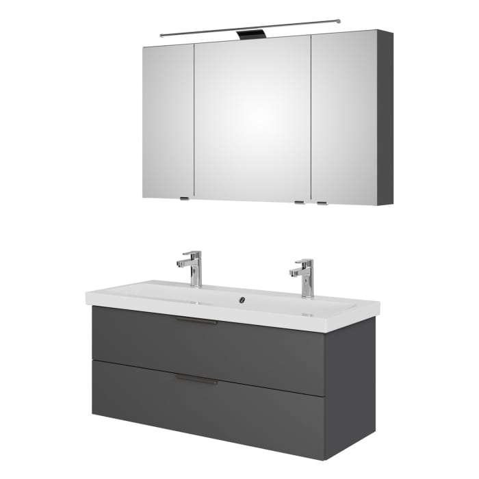 Steinkamp Living 2.0 / Geberit iCon light Badmöbel Set 120 cm mit Spiegelschrank, 3 Türen