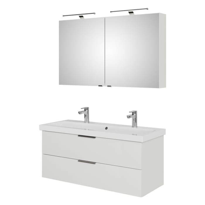 Steinkamp Living 2.0 / Geberit iCon light Badmöbel Set 120 cm mit Spiegelschrank, 2 Türen