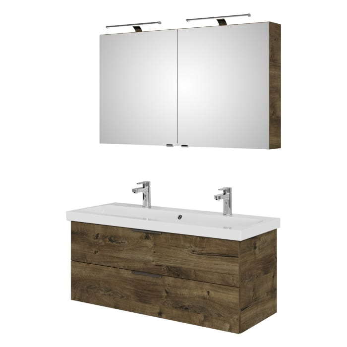 Steinkamp Living 2.0 / Geberit iCon light Badmöbel Set 120 cm mit Spiegelschrank, 2 Türen