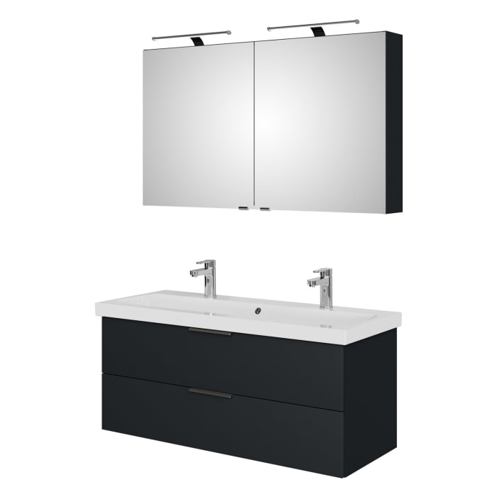 Steinkamp Living 2.0 / Geberit iCon light Badmöbel Set 120 cm mit Spiegelschrank, 2 Türen