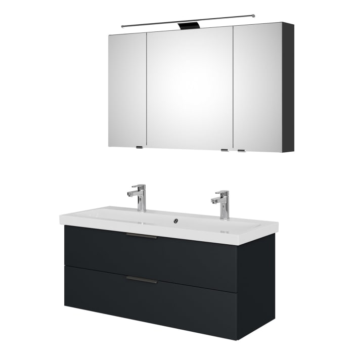 Steinkamp Living 2.0 / Geberit iCon light Badmöbel Set 120 cm mit Spiegelschrank, 3 Türen