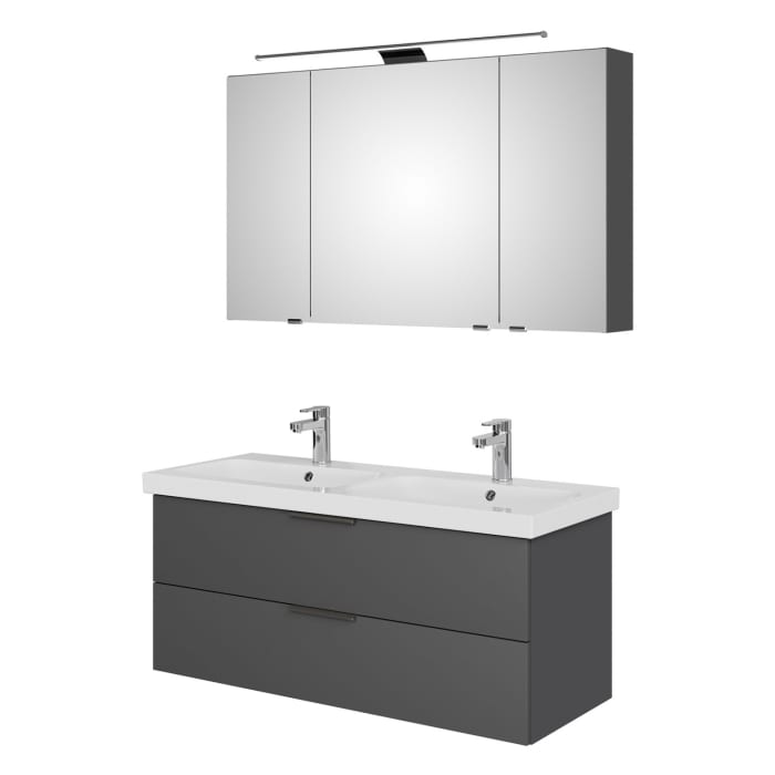 Steinkamp Living 2.0 / Geberit iCon light Badmöbel Set 120 cm mit Spiegelschrank, 3 Türen