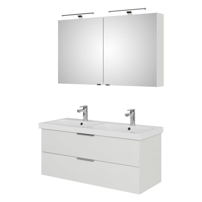 Steinkamp Living 2.0 / Geberit iCon light Badmöbel Set 120 cm mit Spiegelschrank, 2 Türen
