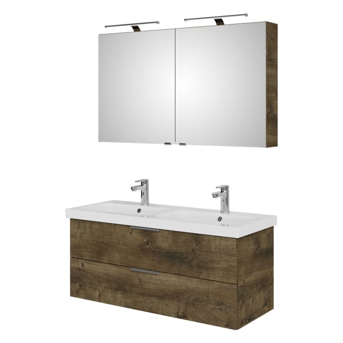 Steinkamp Living 2.0 / Geberit iCon light Badmöbel Set 120 cm mit Spiegelschrank, 2 Türen