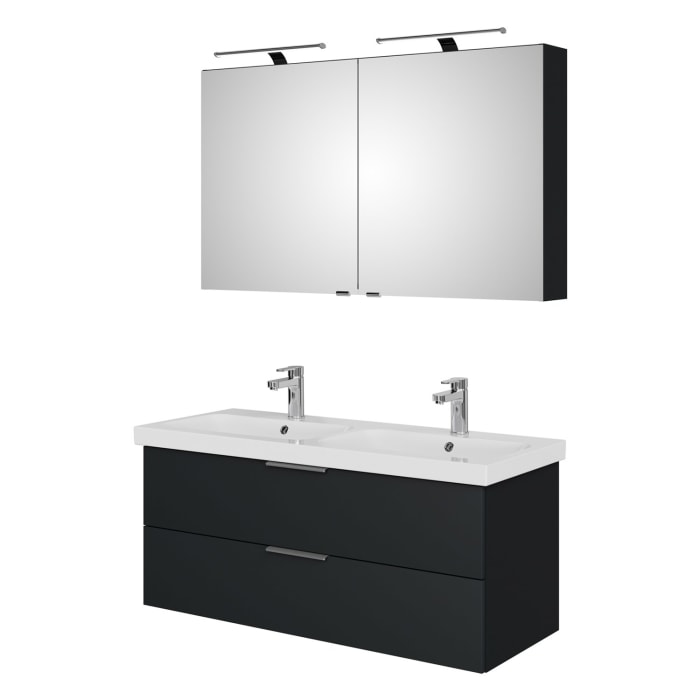 Steinkamp Living 2.0 / Geberit iCon light Badmöbel Set 120 cm mit Spiegelschrank, 2 Türen