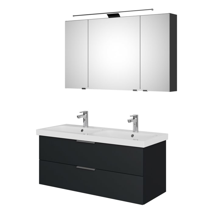 Steinkamp Living 2.0 / Geberit iCon light Badmöbel Set 120 cm mit Spiegelschrank, 3 Türen