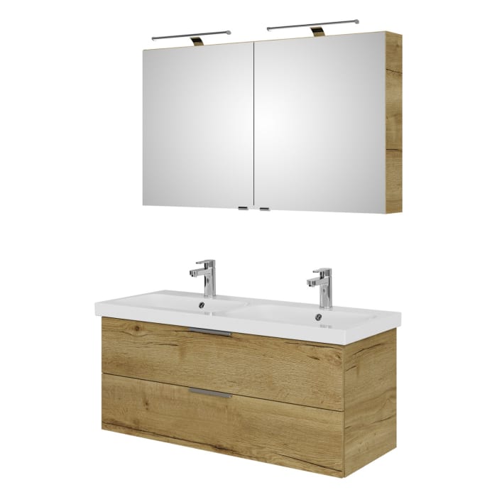 Steinkamp Living 2.0 / Geberit iCon light Badmöbel Set 120 cm mit Spiegelschrank, 2 Türen