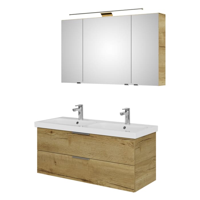 Steinkamp Living 2.0 / Geberit iCon light Badmöbel Set 120 cm mit Spiegelschrank, 3 Türen