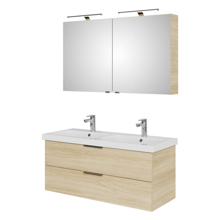 Steinkamp Living 2.0 / Geberit iCon light Badmöbel Set 120 cm mit Spiegelschrank, 2 Türen