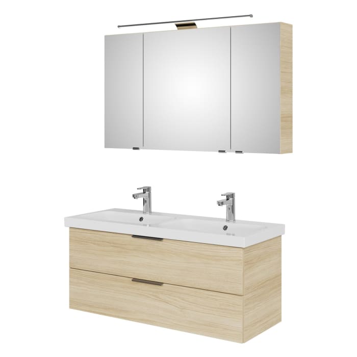 Steinkamp Living 2.0 / Geberit iCon light Badmöbel Set 120 cm mit Spiegelschrank, 3 Türen