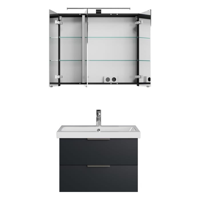 Steinkamp Living 2.0 / Geberit iCon light Badmöbel Set 75 cm mit Spiegelschrank