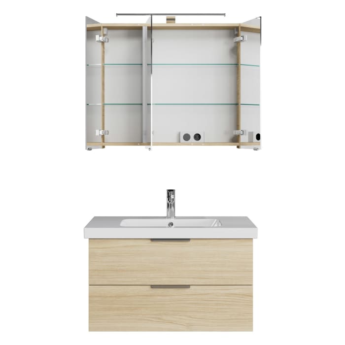 Steinkamp Living 2.0 / Geberit iCon light Badmöbel Set 90 cm mit Spiegelschrank
