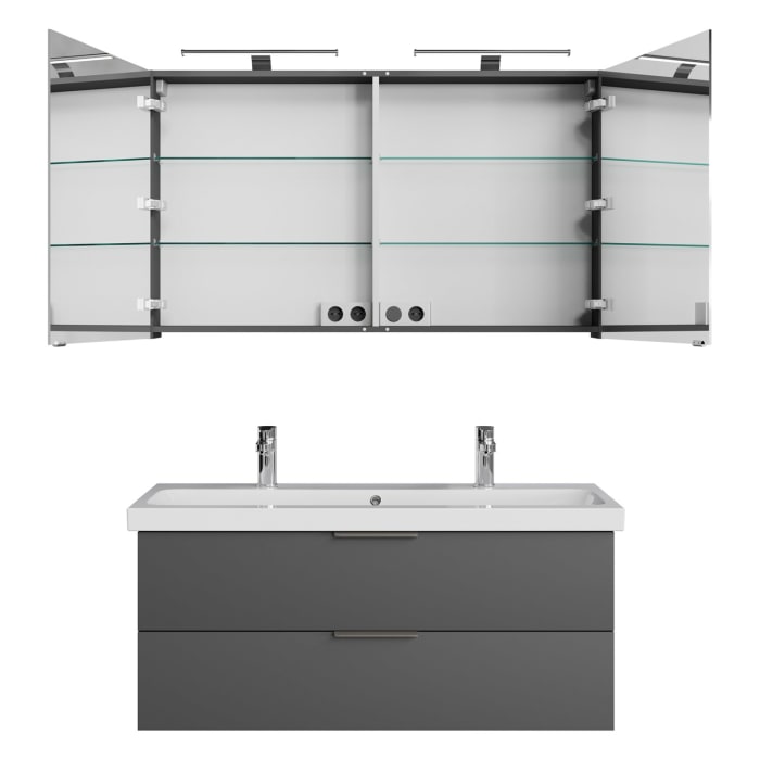 Steinkamp Living 2.0 / Geberit iCon light Badmöbel Set 120 cm mit Spiegelschrank, 2 Türen