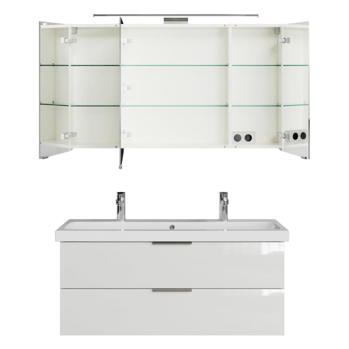 Steinkamp Living 2.0 / Geberit iCon light Badmöbel Set 120 cm mit Spiegelschrank, 3 Türen