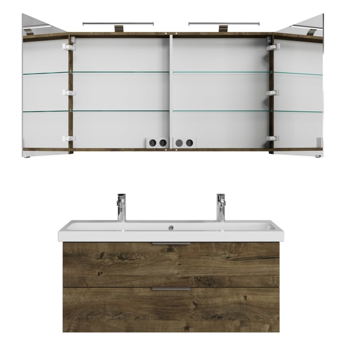 Steinkamp Living 2.0 / Geberit iCon light Badmöbel Set 120 cm mit Spiegelschrank, 2 Türen