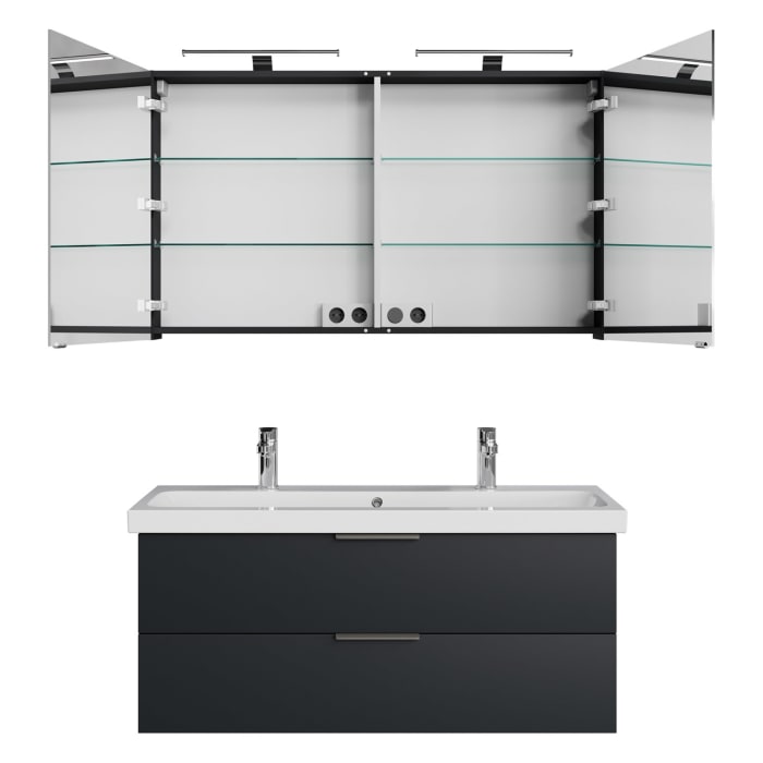 Steinkamp Living 2.0 / Geberit iCon light Badmöbel Set 120 cm mit Spiegelschrank, 2 Türen