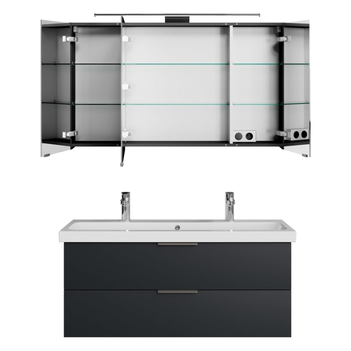Steinkamp Living 2.0 / Geberit iCon light Badmöbel Set 120 cm mit Spiegelschrank, 3 Türen