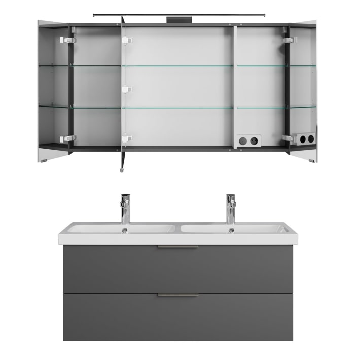 Steinkamp Living 2.0 / Geberit iCon light Badmöbel Set 120 cm mit Spiegelschrank, 3 Türen