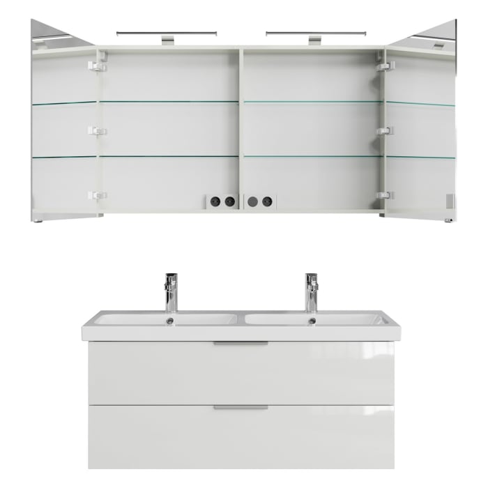 Steinkamp Living 2.0 / Geberit iCon light Badmöbel Set 120 cm mit Spiegelschrank, 2 Türen