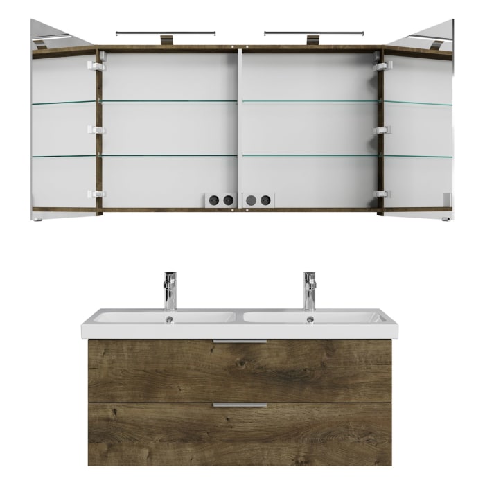 Steinkamp Living 2.0 / Geberit iCon light Badmöbel Set 120 cm mit Spiegelschrank, 2 Türen