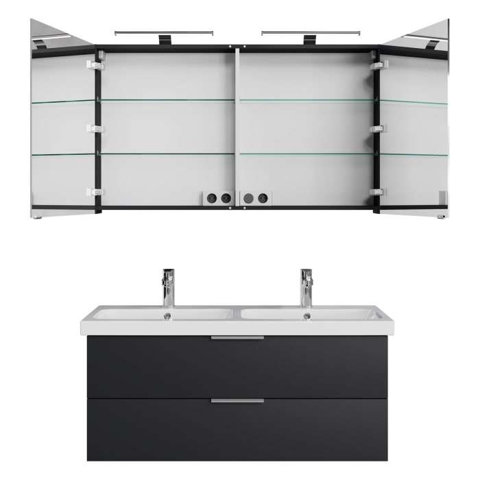 Steinkamp Living 2.0 / Geberit iCon light Badmöbel Set 120 cm mit Spiegelschrank, 2 Türen