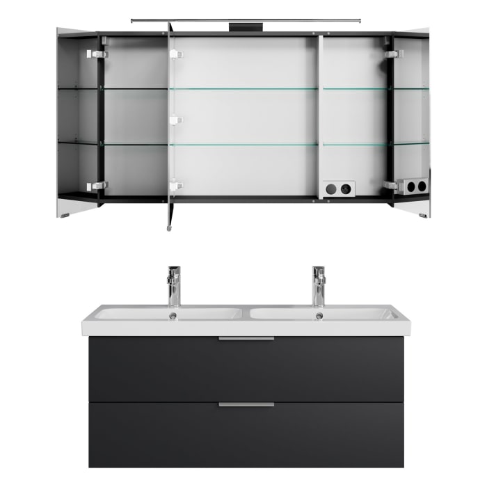 Steinkamp Living 2.0 / Geberit iCon light Badmöbel Set 120 cm mit Spiegelschrank, 3 Türen