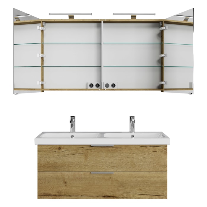 Steinkamp Living 2.0 / Geberit iCon light Badmöbel Set 120 cm mit Spiegelschrank, 2 Türen