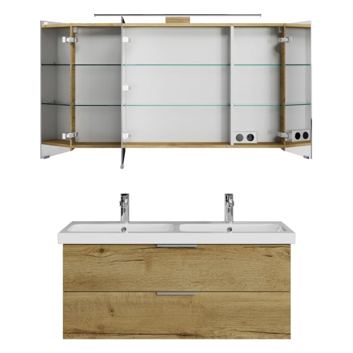 Steinkamp Living 2.0 / Geberit iCon light Badmöbel Set 120 cm mit Spiegelschrank, 3 Türen