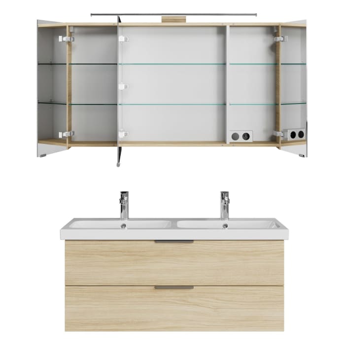 Steinkamp Living 2.0 / Geberit iCon light Badmöbel Set 120 cm mit Spiegelschrank, 3 Türen