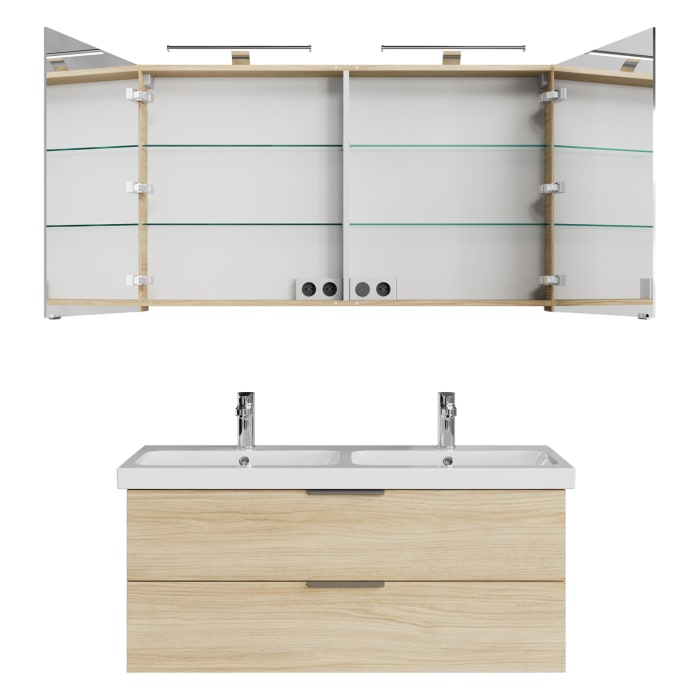 Steinkamp Living 2.0 / Geberit iCon light Badmöbel Set 120 cm mit Spiegelschrank, 2 Türen