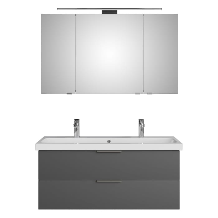 Steinkamp Living 2.0 / Geberit iCon light Badmöbel Set 120 cm mit Spiegelschrank, 3 Türen