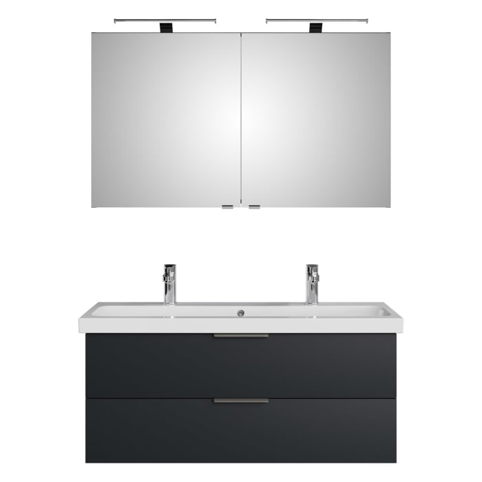 Steinkamp Living 2.0 / Geberit iCon light Badmöbel Set 120 cm mit Spiegelschrank, 2 Türen