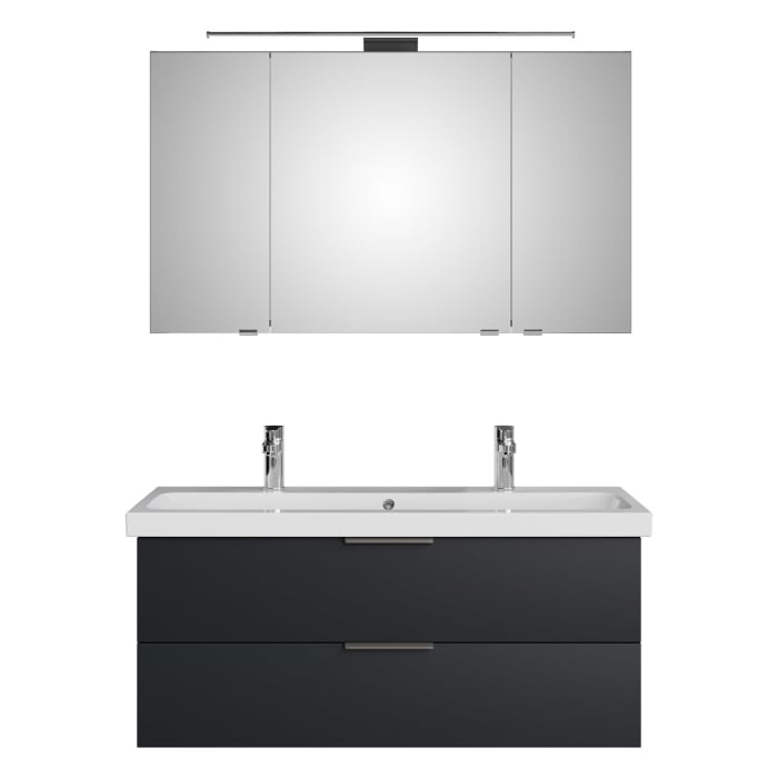 Steinkamp Living 2.0 / Geberit iCon light Badmöbel Set 120 cm mit Spiegelschrank, 3 Türen