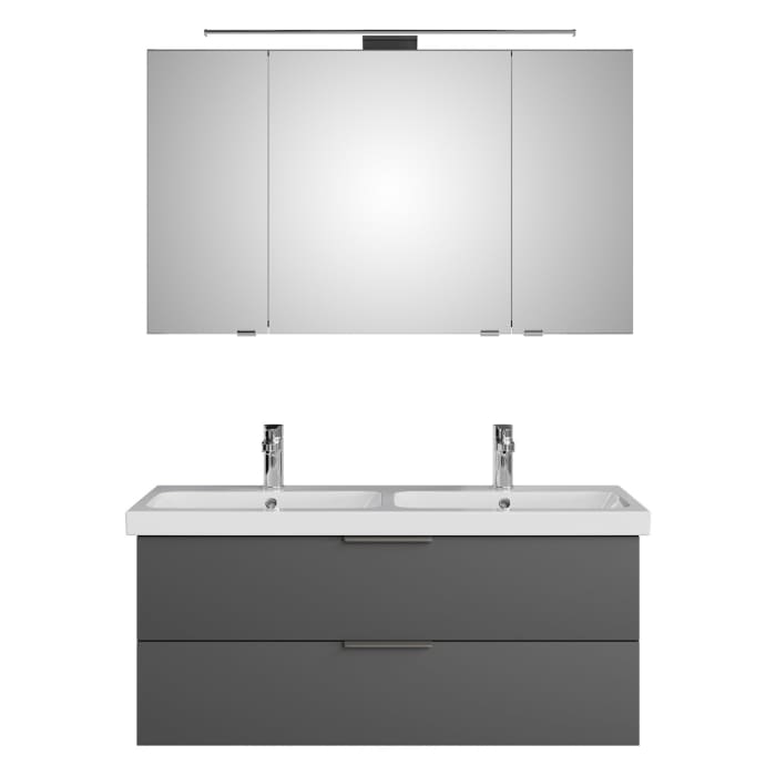 Steinkamp Living 2.0 / Geberit iCon light Badmöbel Set 120 cm mit Spiegelschrank, 3 Türen
