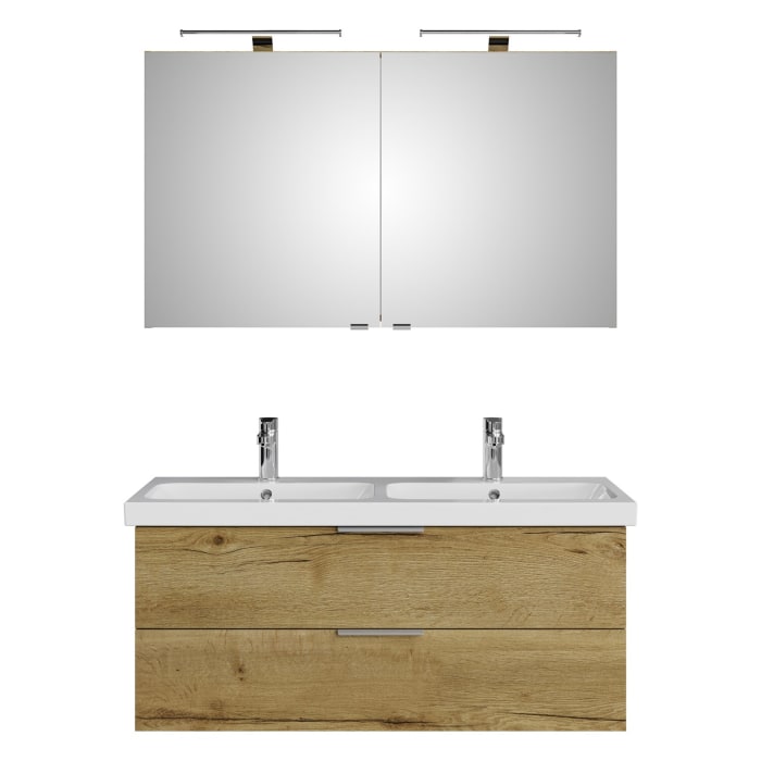 Steinkamp Living 2.0 / Geberit iCon light Badmöbel Set 120 cm mit Spiegelschrank, 2 Türen