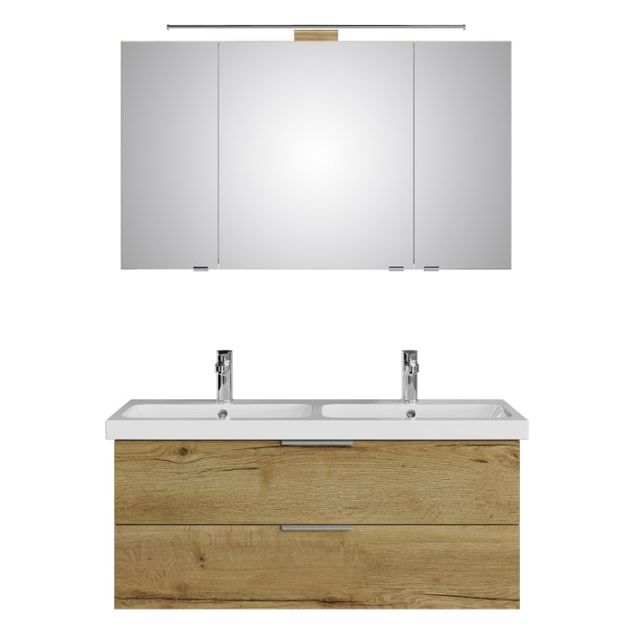 Steinkamp Living 2.0 / Geberit iCon light Badmöbel Set 120 cm mit Spiegelschrank, 3 Türen