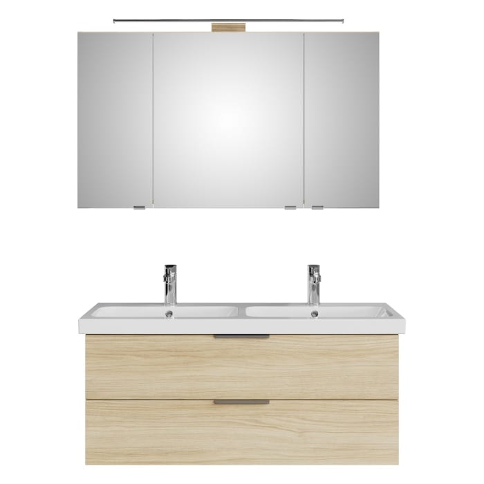 Steinkamp Living 2.0 / Geberit iCon light Badmöbel Set 120 cm mit Spiegelschrank, 3 Türen