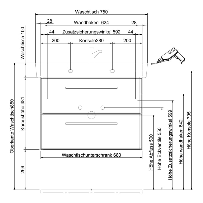 Steinkamp Living 2.0 / Geberit Renova Plan Waschtisch mit Unterschrank 75 cm