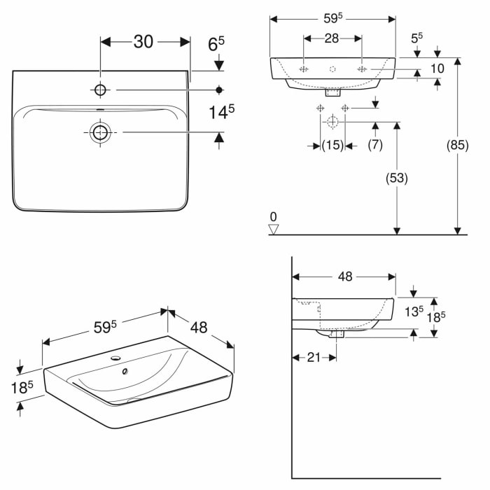 Steinkamp Living 2.0 / Geberit Renova Plan Badmöbel Set 60 cm mit Spiegelschrank