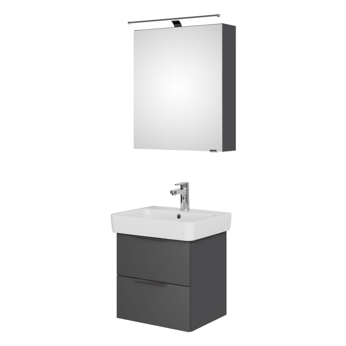 Steinkamp Living 2.0 / Geberit Renova Plan Badmöbel Set 55 cm mit Spiegelschrank