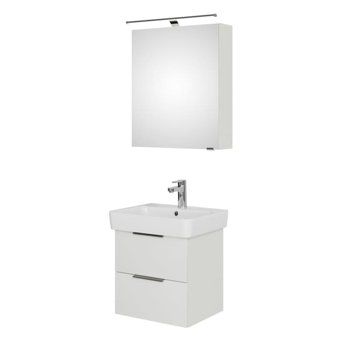 Steinkamp Living 2.0 / Geberit Renova Plan Badmöbel Set 55 cm mit Spiegelschrank