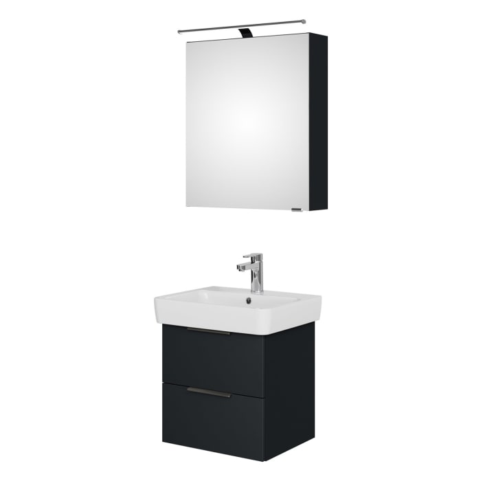 Steinkamp Living 2.0 / Geberit Renova Plan Badmöbel Set 55 cm mit Spiegelschrank