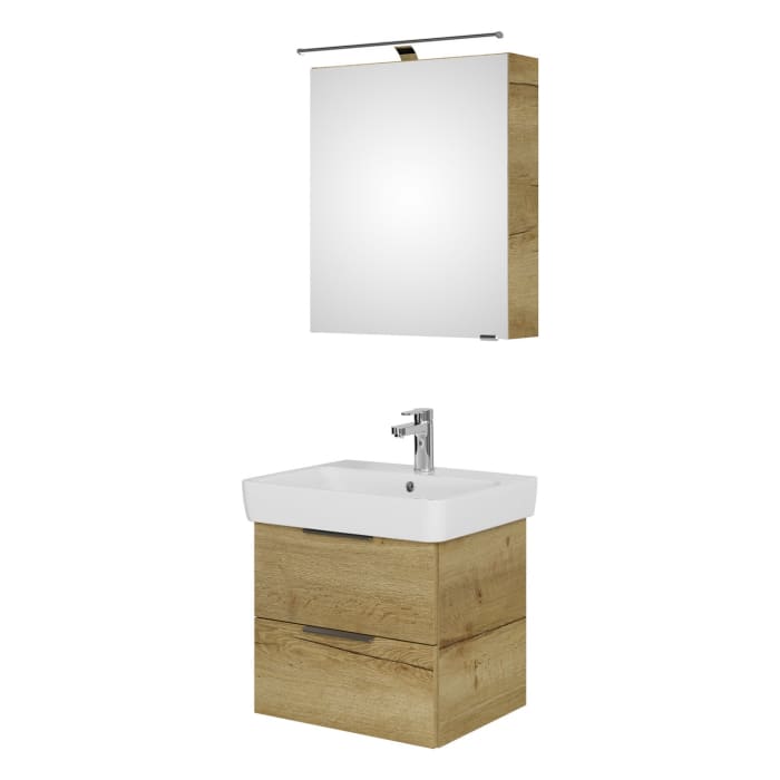 Steinkamp Living 2.0 / Geberit Renova Plan Badmöbel Set 60 cm mit Spiegelschrank