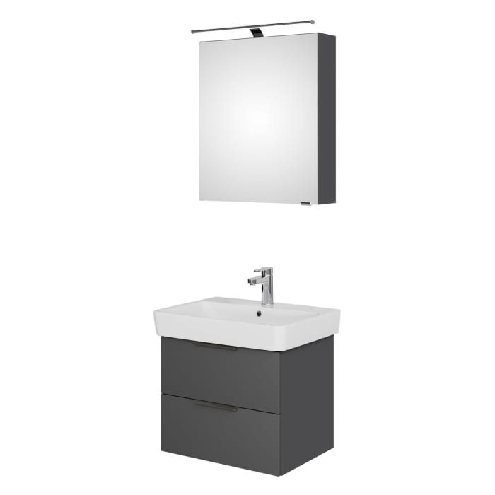 Steinkamp Living 2.0 / Geberit Renova Plan Badmöbel Set 65 cm mit Spiegelschrank